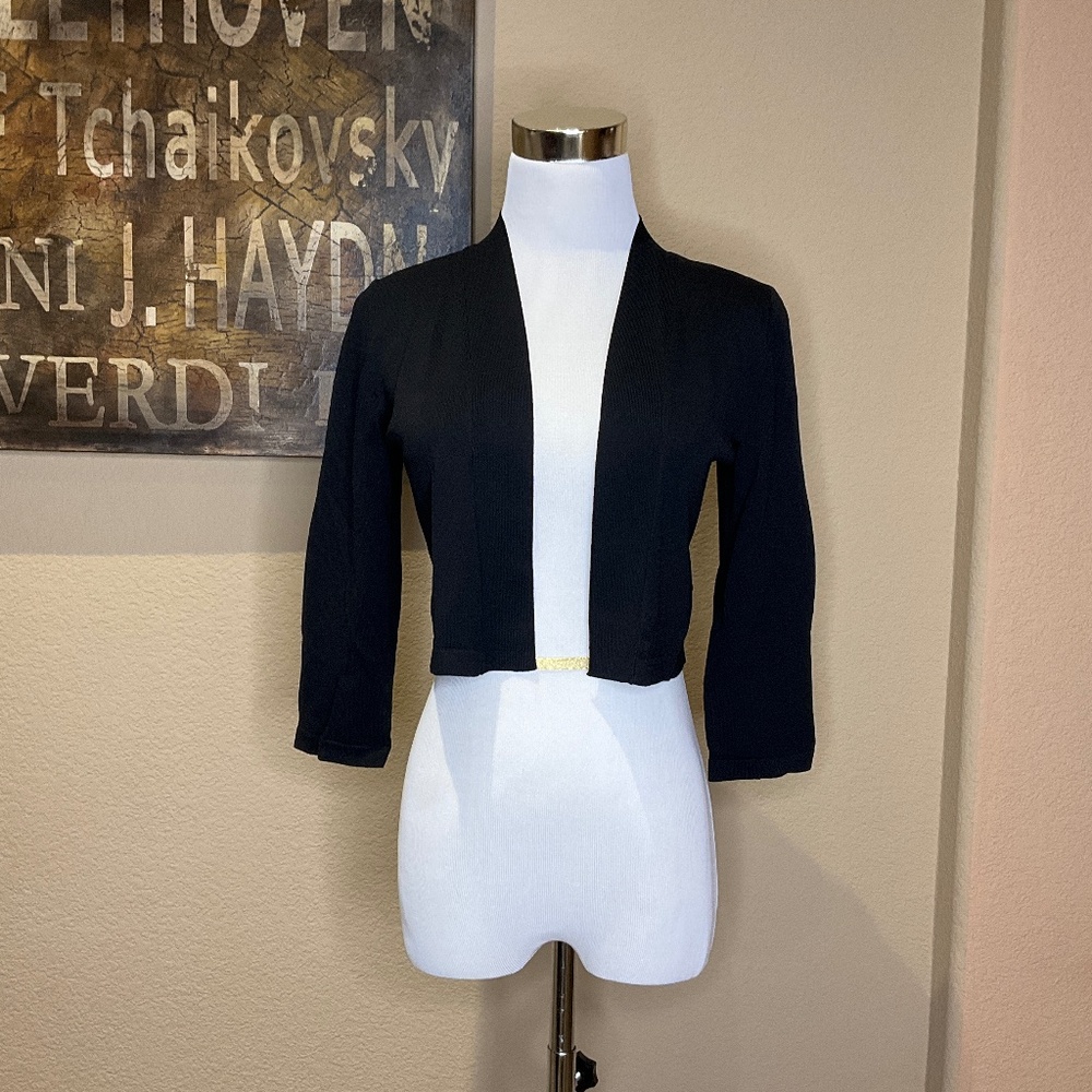 Ann Taylor Bolero Cropped Shrug Cardigan Black